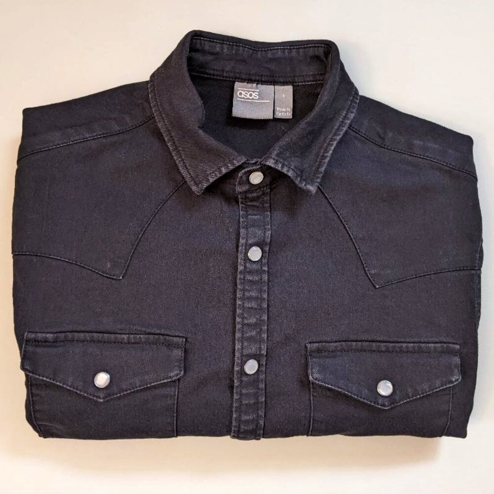 ASOS | Black Skinny Denim Western Shirt | S